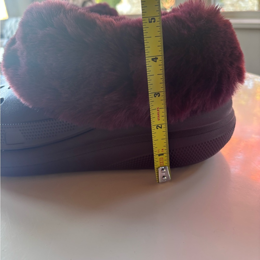 CROCS Burgundy Fur-Lined Platform Clogs - Picture 6 of 6